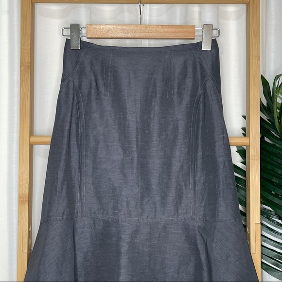 SOLD Country Road Dark Grey Linen Frill Hem Skirt 6 - Picture 6 of 12